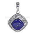 Navy Blue Natural Lapis Gemstone 925 Silver Pendant